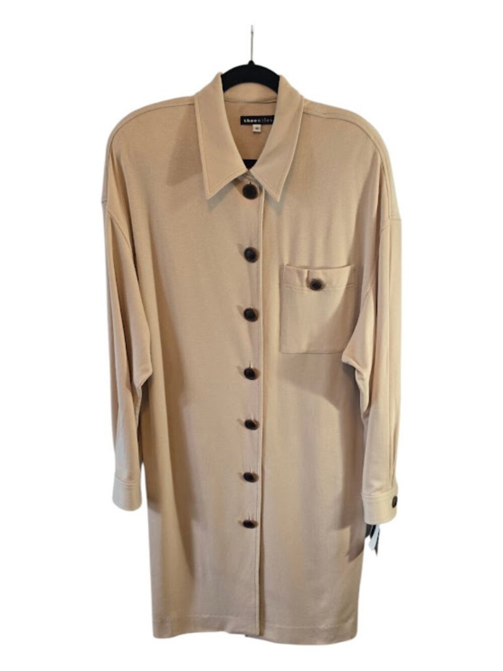 Vintage light tan shirt dress NWT Theo Miles collared neckline size 10